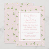 Roze en Witte Madeliefjes Baby Shower Kaart (Voorkant / Achterkant)