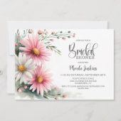 Roze en Witte Madeliefjes Bruidsfeest Kaart (Voorkant)