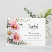 Roze en Witte Madeliefjes Bruidsfeest Kaart (Staand voorkant)