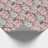 Roze en witte madeliefjes cadeaupapier (Hoek)