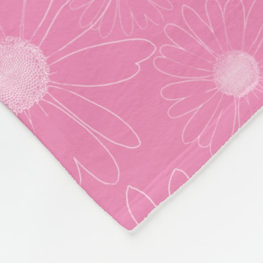 Roze en witte madeliefjes fleece deken (Hoek)