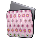 Roze en witte madeliefjes laptop sleeve (Voorkant Links)