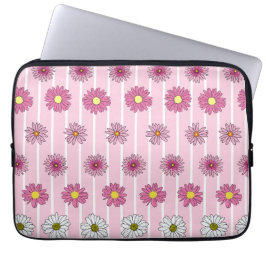 Roze en witte madeliefjes laptop sleeve