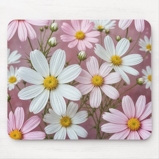 Roze en witte madeliefjes muismat (Voorkant)