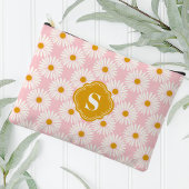 Roze en Witte Madeliefjes Patroon Met Monogram Etui