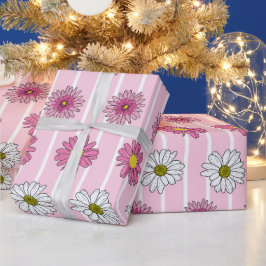 Roze en witte madeliefjes Wildflower Whimsy Cadeaupapier