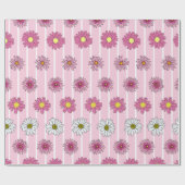 Roze en witte madeliefjes Wildflower Whimsy Cadeaupapier (Vlak)