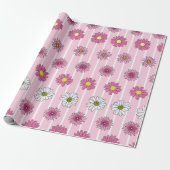 Roze en witte madeliefjes Wildflower Whimsy Cadeaupapier (Uitgerold)