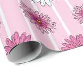 Roze en witte madeliefjes Wildflower Whimsy Cadeaupapier (Rol Hoek)
