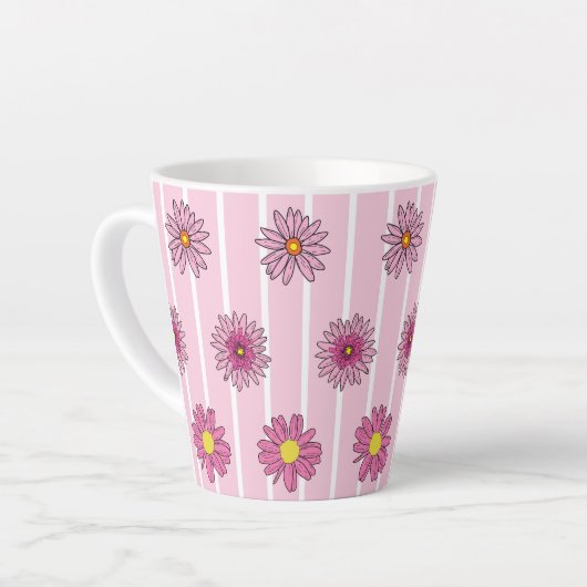 Roze en witte madeliefjes Wildflower Whimsy Latte Mok (Linkerhoek)