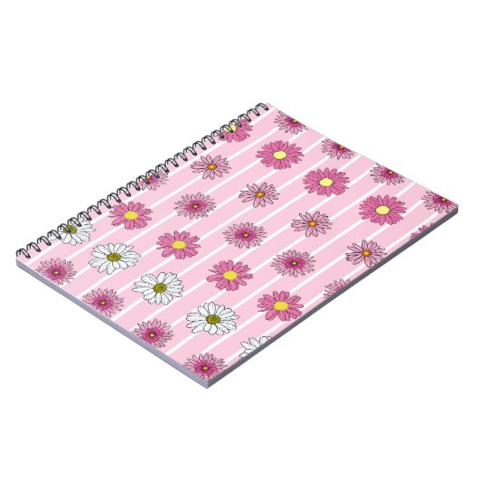 Roze en witte madeliefjes Wildflower Whimsy Notitieboek (Linkerzijde)