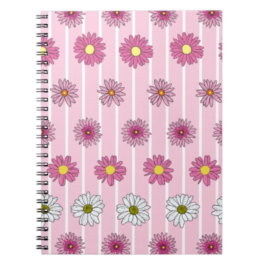 Roze en witte madeliefjes Wildflower Whimsy Notitieboek (Voorkant)
