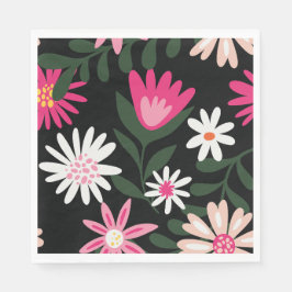 Roze en witte madeliefjespatroon servet
