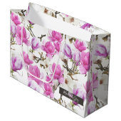 Roze en witte Magnolia Blossom Waterverf Patroon Groot Cadeauzakje (Voorkant Gekanteld)