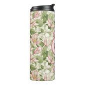 roze en witte Magnolia gepersonaliseerd Thermosbeker (Gedraaid links)