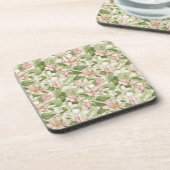  roze en witte Magnolia's Bier Onderzetter (Linkerzijde)