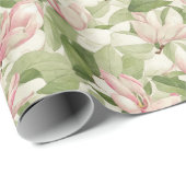 roze en witte Magnolia's Cadeaupapier (Rol Hoek)