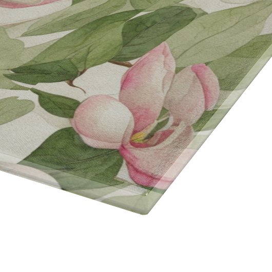  roze en witte Magnolia's Snijplank (Hoek)