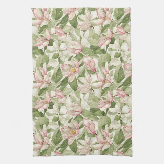 roze en witte Magnolia's Theedoek (Verticaal)