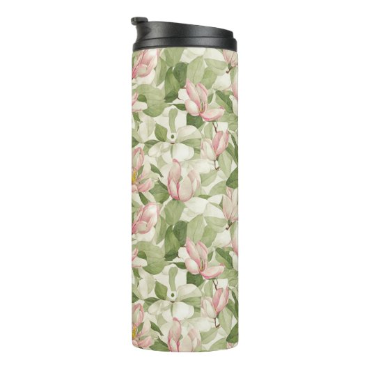  roze en witte Magnolia's Thermosbeker (Geroteerd rechts)