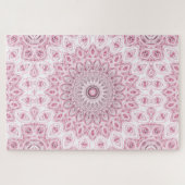 Roze en Witte Mandala Patroon Ontwerp Legpuzzel (Horizontaal)