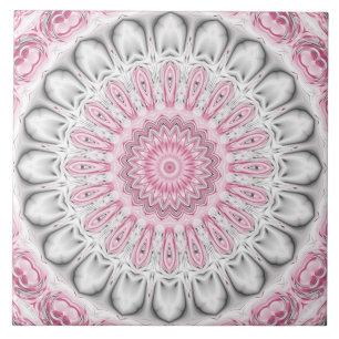 Roze en Witte Mandala Patroon Ontwerp Tegeltje