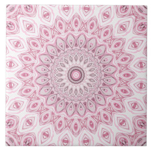 Roze en witte mandala patroon ontwerp tegeltje