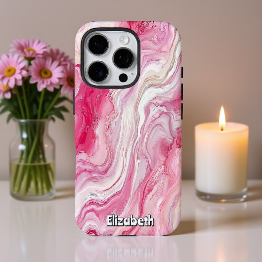 Roze en witte marmer Abstract Case-Mate iPhone Case