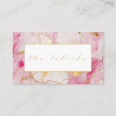 Roze en witte marmer, details bruiloft informatiekaartje (Voorkant)