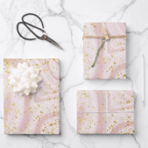 Roze en Witte Marmer Draai Goud Glitter