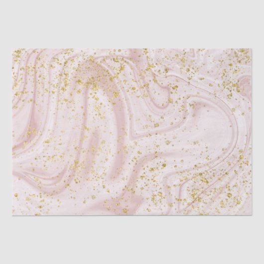 Roze en Witte Marmer Draai Goud Glitter Tissuepapier (Voorkant)