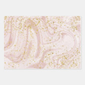 Roze en Witte Marmer Draai Gouden Glitters Inpakpapier Vel (Voorkant)