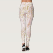 Roze en witte marmer Gold Glitter Leggings (Achterkant)