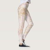 Roze en witte marmer Gold Glitter Leggings (Rechts)