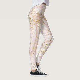 Roze en witte marmer Gold Glitter Leggings