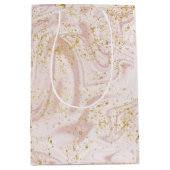 Roze en witte marmer Gold Glitter Medium Cadeauzakje (Voorkant)