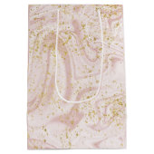 Roze en witte marmer Gold Glitter Medium Cadeauzakje (Achterkant)