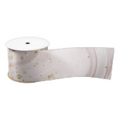 Roze en witte marmer Gold Glitter Satijnen Lint (Spoel)