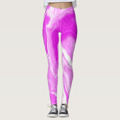 Roze en witte marmer leggings (Voorkant)