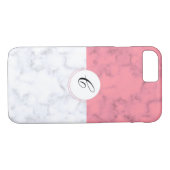 Roze en witte marmer met aangepaste Initiaal lette Case-Mate iPhone Case (Achterkant (Horizontaal))