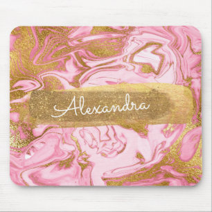 Roze en witte marmer met Gold Foil en Glitter Muismat