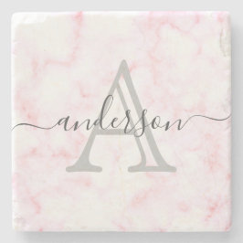 Roze en witte marmer | Monogram Stenen Onderzetter