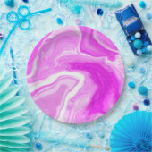 Roze en witte marmer papieren bordje (Feest)