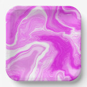 Roze en witte marmer papieren bordje (Voorkant)