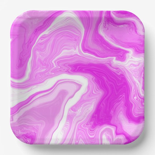 Roze en witte marmer papieren bordje (Voorkant)