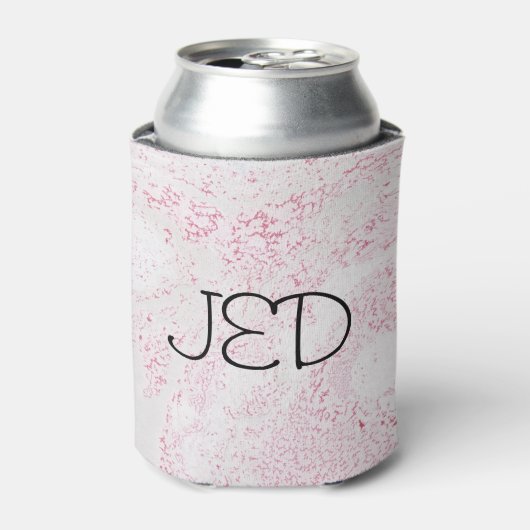 Roze en Witte Marmer Patroon Blikjeskoeler (Blikje Voorkant)