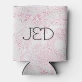 Roze en Witte Marmer Patroon Blikjeskoeler (Voorkant)