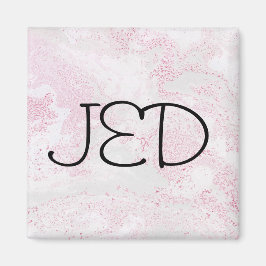 Roze en Witte Marmer Patroon Magneet