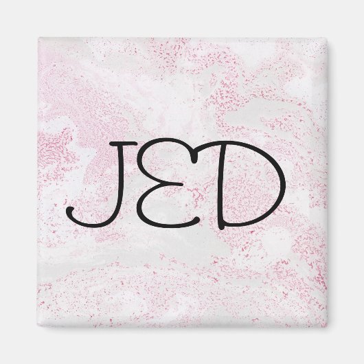 Roze en Witte Marmer Patroon Magneet (Voorkant)