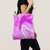 Roze en witte marmer tote bag (Dichtbij)